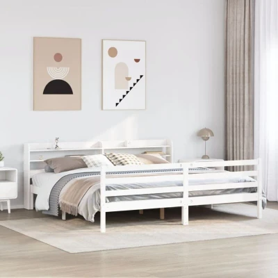 Paveikslėlis vidaXL Bed Frame with Headboard without Mattress White 180x200 cm Super King