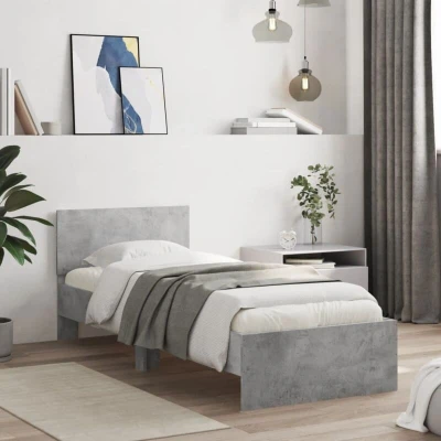 Paveikslėlis vidaXL Bed Frame without Mattress with Headboard Concrete Grey 90x200 cm