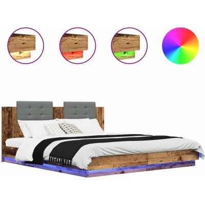 Paveikslėlis vidaXL Bed Frame with Headboard Old Wood 180 x 200 cm Engineered