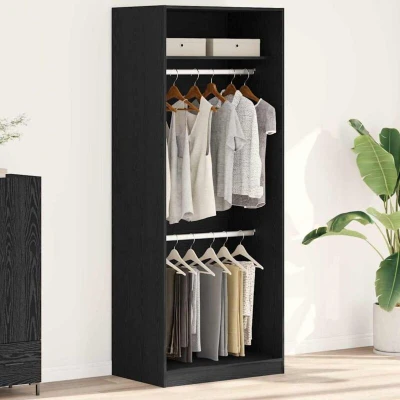 Paveikslėlis vidaXL Wardrobe with Shelf Black Oak 80 x 50 200 cm Engineered Wood