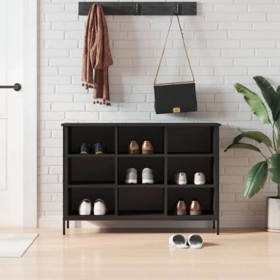 Paveikslėlis vidaXL Shoe Cabinet Black 100x35x70 cm Engineered Wood
