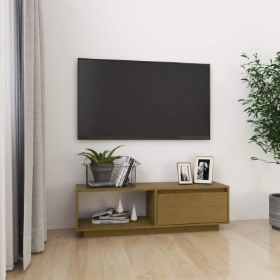 Paveikslėlis vidaXL TV Cabinet Honey Brown 110x30x33.5 cm Solid Pinewood