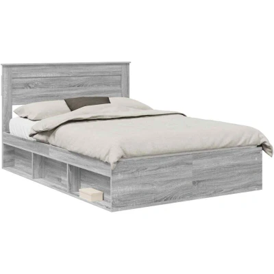 Paveikslėlis vidaXL Bed Frame Grey Sonoma 160 x 200 cm Solid Pine Wood