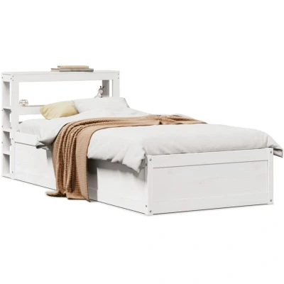Paveikslėlis vidaXL Bed Frame with Headboard White 90x190 cm Single Solid Wood Pine