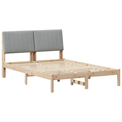 Paveikslėlis vidaXL Bed Frame Light Grey 140 x 200 cm Solid Pine Wood