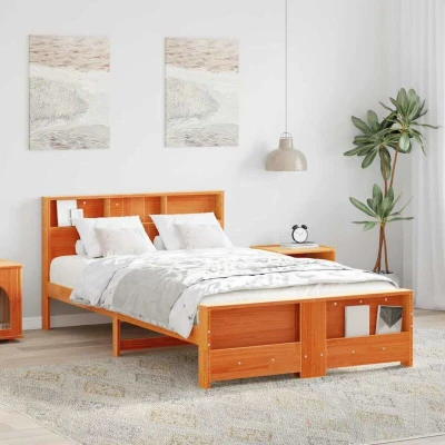 Paveikslėlis vidaXL Bed Frame with Headboard Wax Brown 140 x 190 cm Engineered Wood
