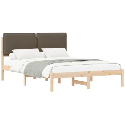 Paveikslėlis vidaXL Bed Frame with Upholstered Headboard Taupe 120 x 200 cm