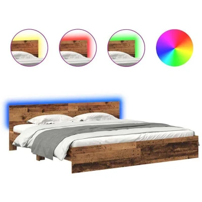 Paveikslėlis vidaXL Bed Frame with Headboard Old Wood 180 x 200 cm Engineered