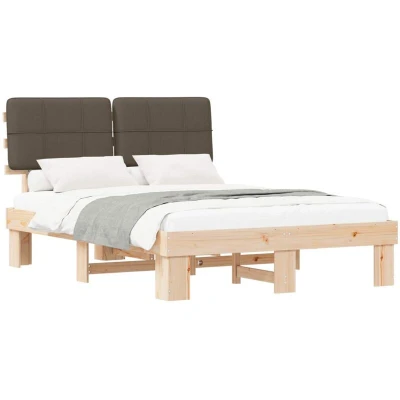 Paveikslėlis vidaXL Bed Frame with Upholstered Headboard Taupe 120 x 190 cm