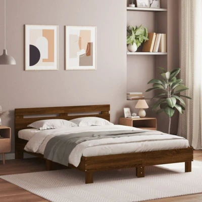 Paveikslėlis vidaXL Bed Frame without Mattress Brown Oak 150x200 cm King Size