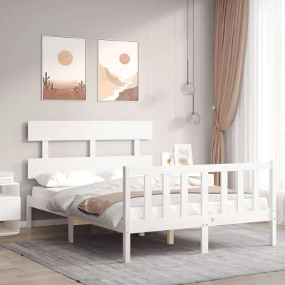 Paveikslėlis vidaXL Bed Frame without Mattress White 120x200 cm Solid Wood Pine