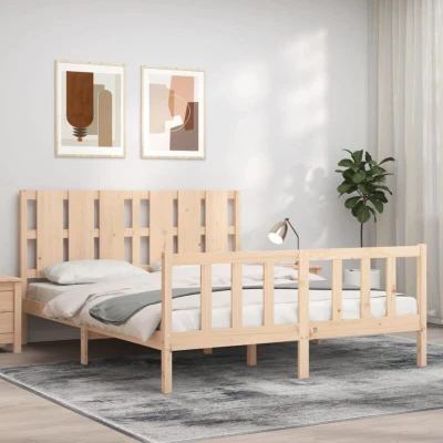 Paveikslėlis vidaXL Bed Frame without Mattress King Size Solid Wood Pine