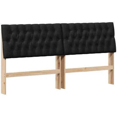 Paveikslėlis vidaXL Upholstered Headboard Black 180 cm Solid Pine Wood