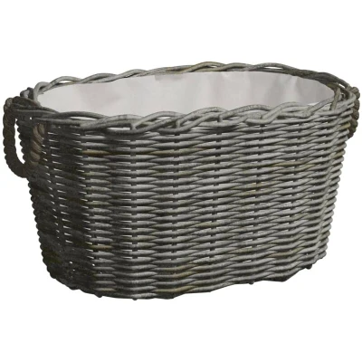 Paveikslėlis vidaXL Firewood Basket with Carrying Handles 60x40x28 cm Grey Willow