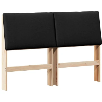 Paveikslėlis vidaXL Upholstered Headboard Black 150 cm Solid Pine Wood