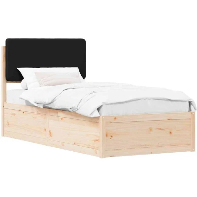 Paveikslėlis vidaXL Bed Frame with Upholstered Headboard Black 100 x 200 cm