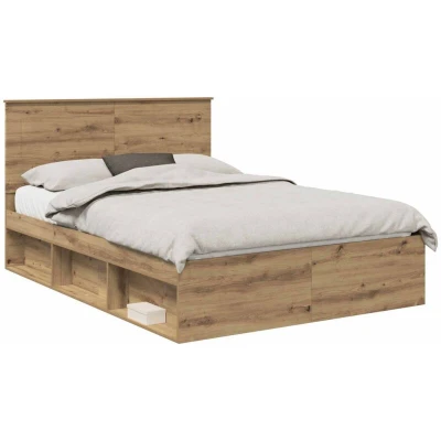 Paveikslėlis vidaXL Bed Frame with Drawer Artisian Oak 150 x 200 cm Solid Pine Wood