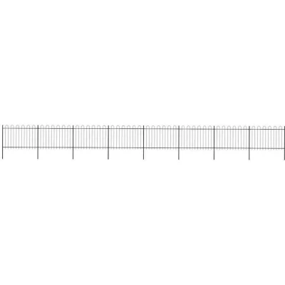 Paveikslėlis vidaXL Garden Fence with Hoop Top Steel 1426x120 cm Black