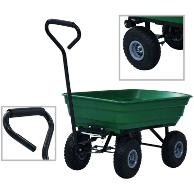 Paveikslėlis vidaXL Garden Tipping Hand Cart 300 kg 75L Green