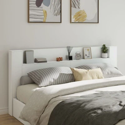 Paveikslėlis vidaXL Headboard Cabinet with LED White 220x16.5x103.5 cm