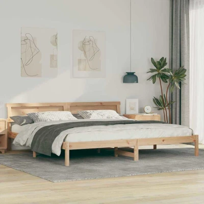 Paveikslėlis vidaXL Bed Frame with Headboard Brown 200 x cm Solid pine wood