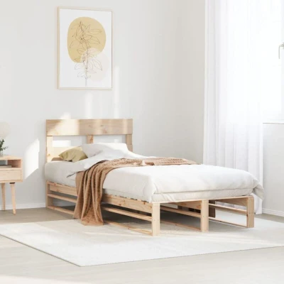 Paveikslėlis vidaXL Bed Frame without Mattress 75x190 cm Small Single Solid Wood Pine