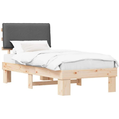Paveikslėlis vidaXL Bed Frame with Upholstered Headboard Dark Grey 90 x 190 cm
