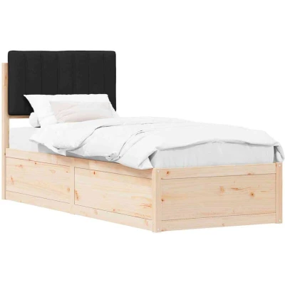 Paveikslėlis vidaXL Bed Frame with Upholstered Headboard Black 80 x 200 cm