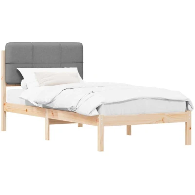 Paveikslėlis vidaXL Bed Frame with Upholstered Headboard Light Grey 90 x 200 cm