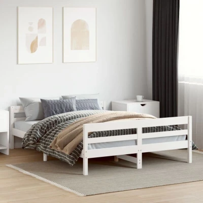 Paveikslėlis vidaXL Bed Frame without Mattress White 140x200 cm Solid Wood Pine