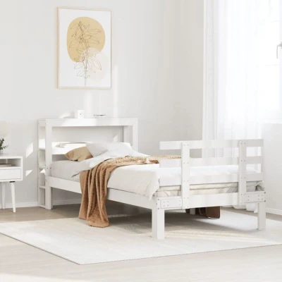 Paveikslėlis vidaXL Bed Frame with Headboard without Mattress White 75x190 cm Small Single