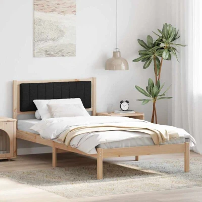 Paveikslėlis vidaXL Bed Frame with Upholstered Headboard Black 100 x 200 cm