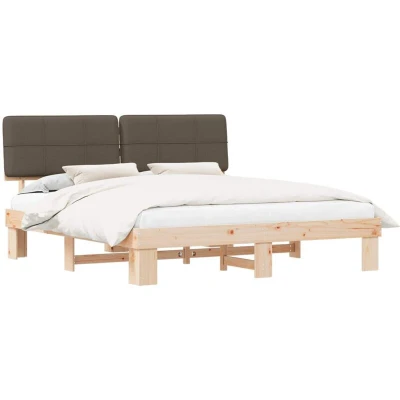 Paveikslėlis vidaXL Bed Frame with Upholstered Headboard Taupe 200 x cm