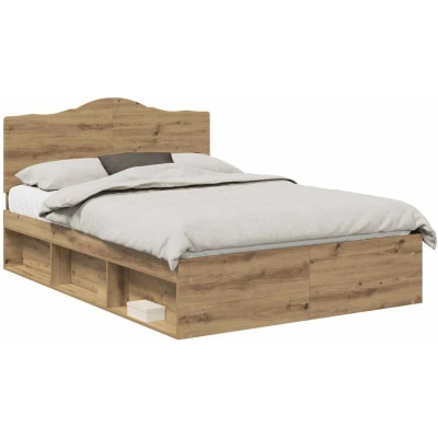 Paveikslėlis vidaXL Bed Frame Artisian Oak 140 x 190 cm Solid Pine Wood