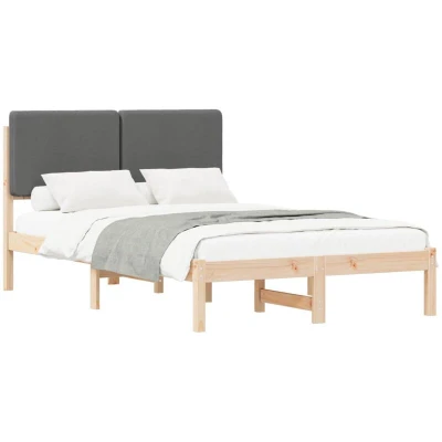 Paveikslėlis vidaXL Bed Frame with Upholstered Headboard Dark Grey 120 x 190 cm