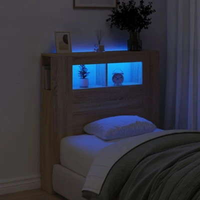 Paveikslėlis vidaXL LED Headboard Sonoma Oak 100x18.5x103.5 cm Engineered Wood