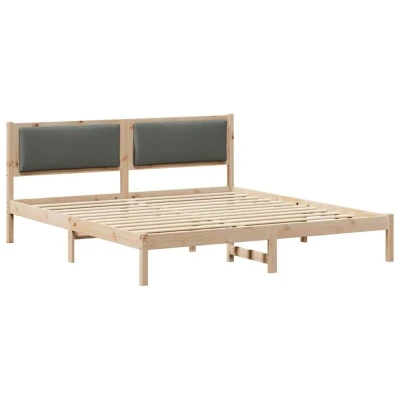 Paveikslėlis vidaXL Bed Frame with Headboard Dark Grey 200 x cm Solid Pine Wood