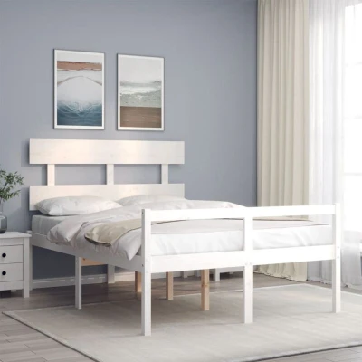 Paveikslėlis vidaXL Senior Bed without Mattress White Small Double Solid Wood