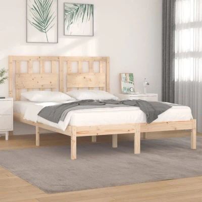 Paveikslėlis vidaXL Bed Frame without Mattress Solid Wood Pine King Size