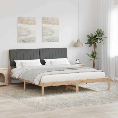 Paveikslėlis vidaXL Bed Frame with Headboard Brown 180 x 200 cm Solid Pine Wood