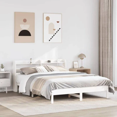 Paveikslėlis vidaXL Bed Frame without Mattress White 140x190 cm Solid Wood Pine