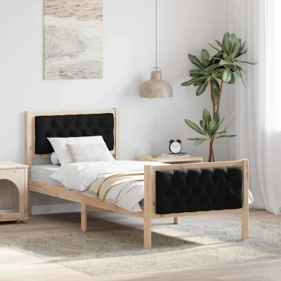 Paveikslėlis vidaXL Bed Frame with Headboard Black 80 x 200 cm Solid Pine Wood