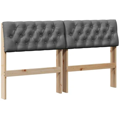 Paveikslėlis vidaXL Upholstered Headboard Dark Grey 140 cm Solid Pine Wood