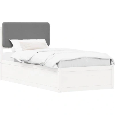 Paveikslėlis vidaXL Bed Frame with Upholstered Headboard Light Grey 90 x 200 cm