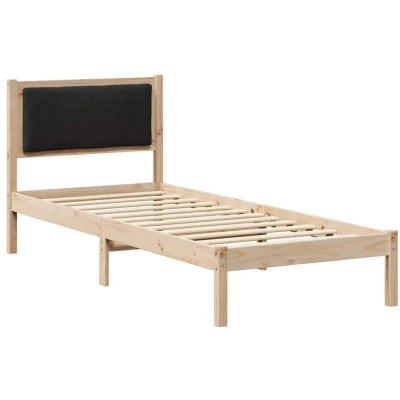 Paveikslėlis vidaXL Bed Frame with Headboard Black 80 x 200 cm Solid Pine Wood