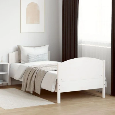Paveikslėlis vidaXL Bed Frame without Mattress White 100x200 cm Solid Wood Pine