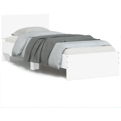 Paveikslėlis vidaXL Bed Frame without Mattress with LED Lights White 90x200 cm