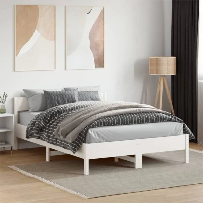 Paveikslėlis vidaXL Bed Frame without Mattress White 135x190 cm Double Solid Wood Pine