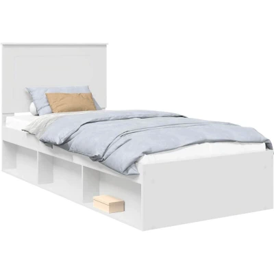 Paveikslėlis vidaXL Bed Frame with Headboard White 90 x 200 cm Solid Pine Wood