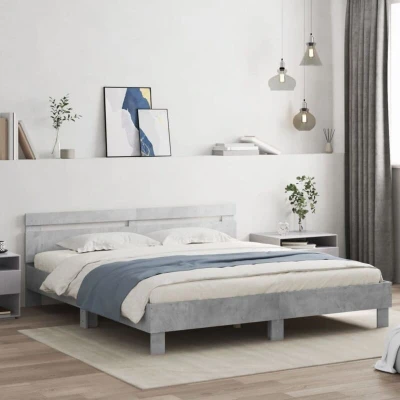 Paveikslėlis vidaXL Bed Frame without Mattress Concrete Grey 160x200 cm